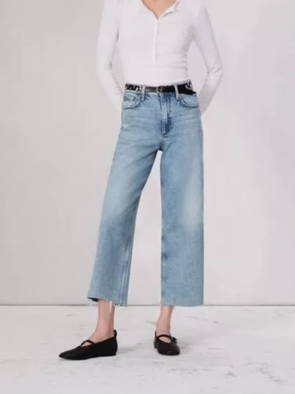 High-Rise Ankle Wide Leg Rag & Bone Andi Jeans in Cecilia Light Blue Size 29 EUC